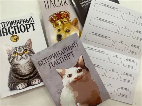 Ветеринарные паспорта — брошюры на скрепке с иллюстрированными обложками
