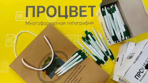 Ручки с логотипом и крафтовый пакет для участников семинара