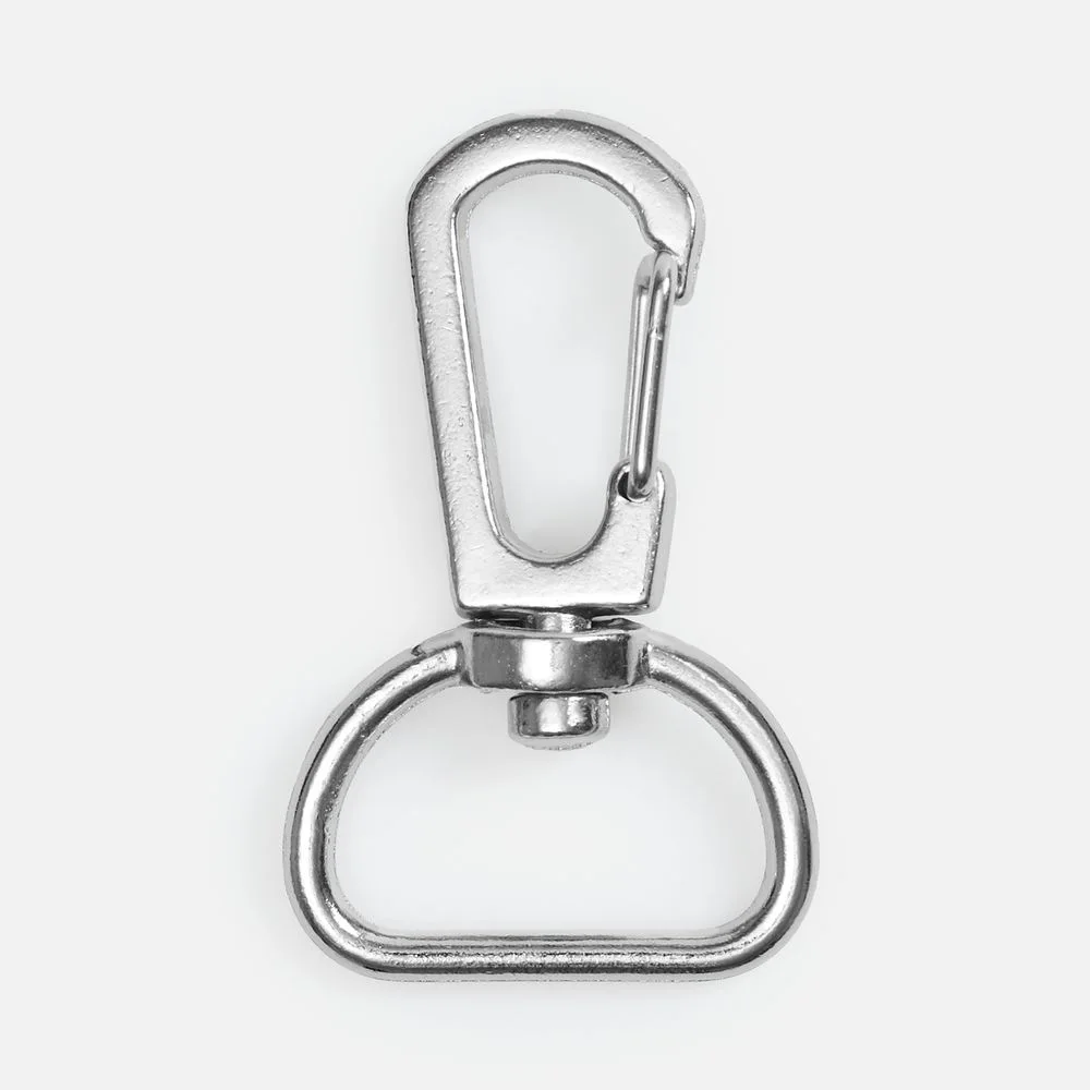 Застежка-карабин Snap hook, M, серебристая (хром)