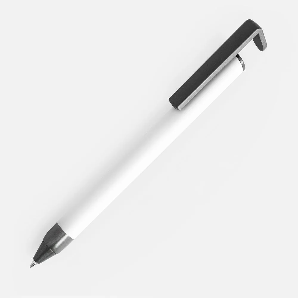 Ручка шариковая Standic Soft Touch с подставкой для телефона, белая