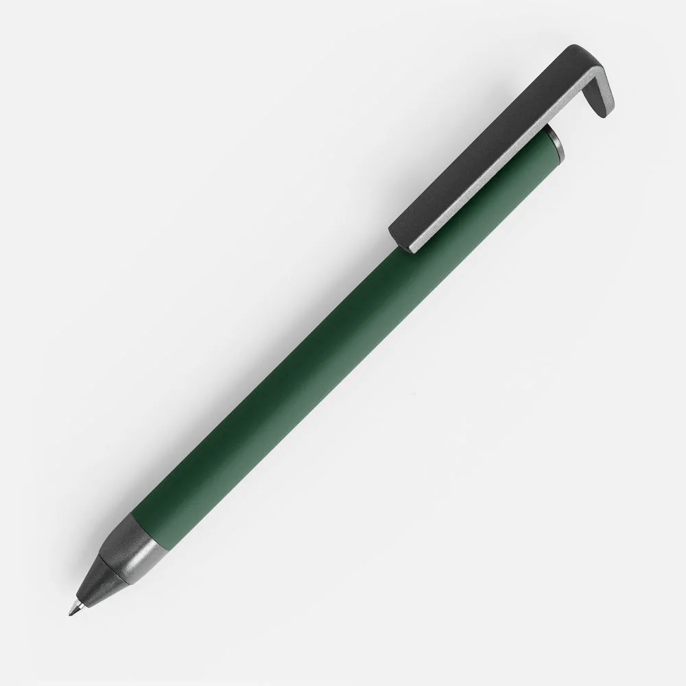 Ручка шариковая Standic Soft Touch с подставкой для телефона, зеленая