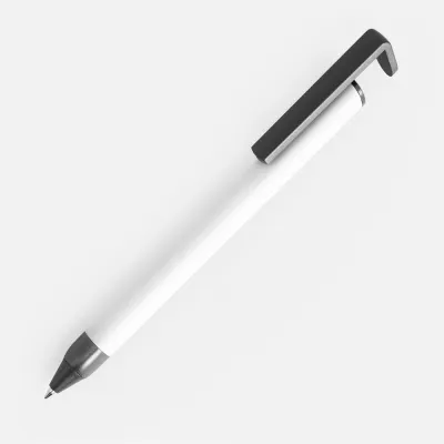 Ручка шариковая Standic Soft Touch с подставкой для телефона, белая, белый