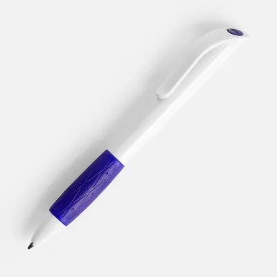 Ручка шариковая Grip, белая (молочная) с синим, белый