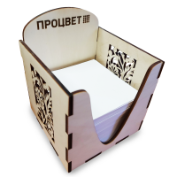 Подставка из дерева для бумажного блока 90х90х90 мм с логотипом