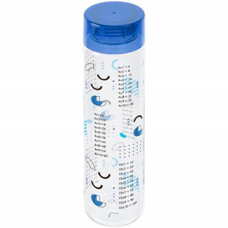 Бутылка для воды «Шпаргалка. Таблица умножения», прозрачная с синей крышкой