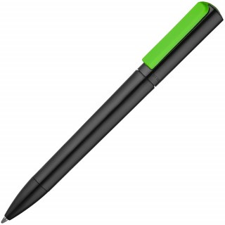 Ручка шариковая Split Black Neon, черная с зеленым