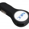 Автомобильное зарядное устройство с подсветкой Logocharger Slim, черное