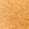 Деревянная карта России с названиями городов, коричневая