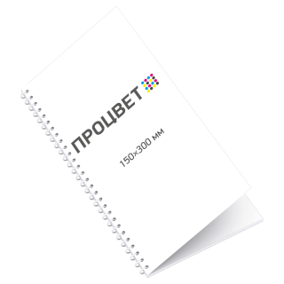 Презентация на пружине 15х30см. 4+4 (6 листов+обложка+подложка)