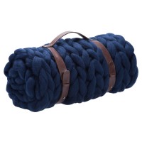 Плед крупной вязки Tracery, синий