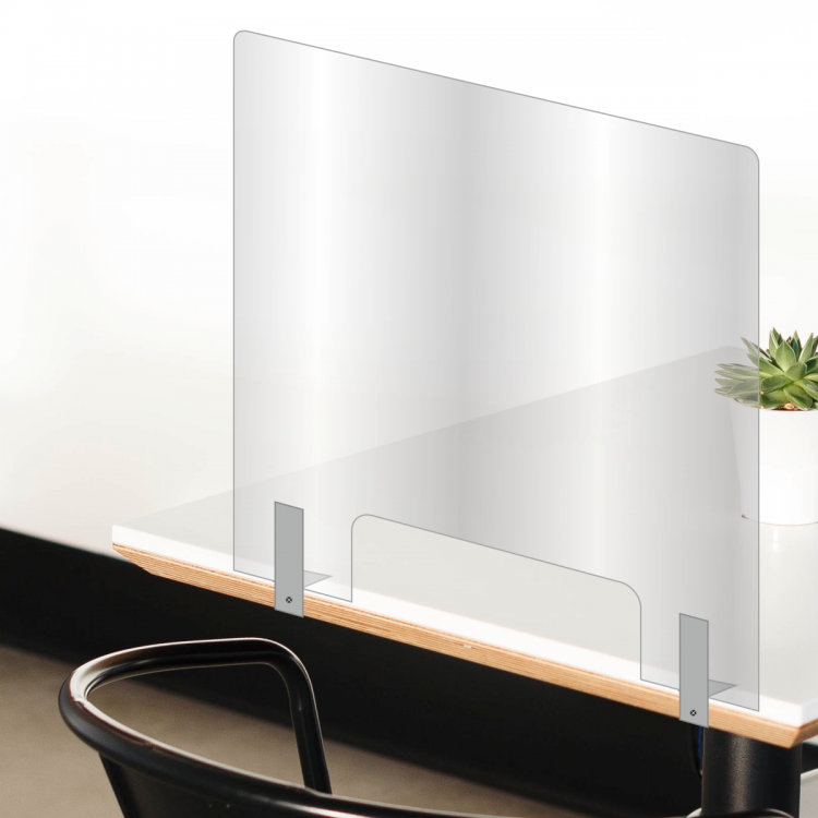 Защитный экран для сотрудников офиса с креплением к столу, вариант 1