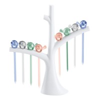 Набор шпажек с держателем Birds, белый