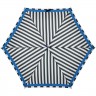 Зонт складной R Pattern, черно-белый в полоску с голубым кантом