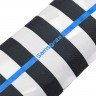 Зонт складной R Pattern, черно-белый в полоску с голубым кантом