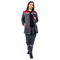 Костюм рабочий женский «Весна», серый с красным