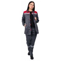 Костюм рабочий женский «Весна», серый с красным