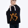 Холщовая сумка «ХЗ» с внутренним карманом, черная с оранжевым