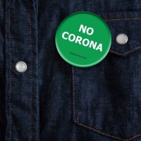 Значок закатной круглый "NO CORONA" диаметр 37 мм, крепление булавка