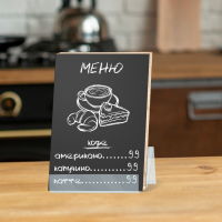 Меловое меню формата А4 на подставке из оргстекла