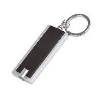 Брелок-фонарик Flat, черный с серебристым