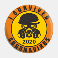 Значок закатной "пережил коронавирус 2020" диаметр 56 мм, крепление булавка