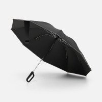 Зонт обратного сложения с ручкой-карабином Foldberry, черный