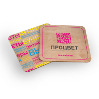 Подставка под горячее из фанеры с полноцветной печатью 90х90 мм