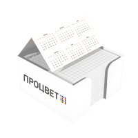 Кубарик на склейке 90×90 мм в картонной коробочке с календариком, в блоке 500 листов