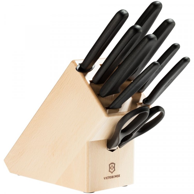Набор ножей Victorinox Standart в деревянной подставке с ножницами ...