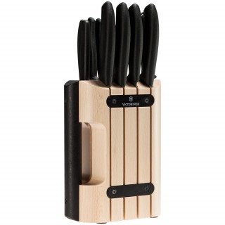 Набор из 10 кухонных ножей Victorinox Swiss Classic в деревянной подставке с овощечисткой