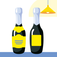 Комплект этикеток на бутылку шампанского